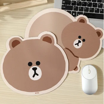 LINE FRIENDS 다크 브라운 애니메이션 카와이 미끄럼 방지 마우스 패드, 사무실 노트북, 휴대용 두꺼운 컴퓨터 테이블, 손목 패드, 신제품