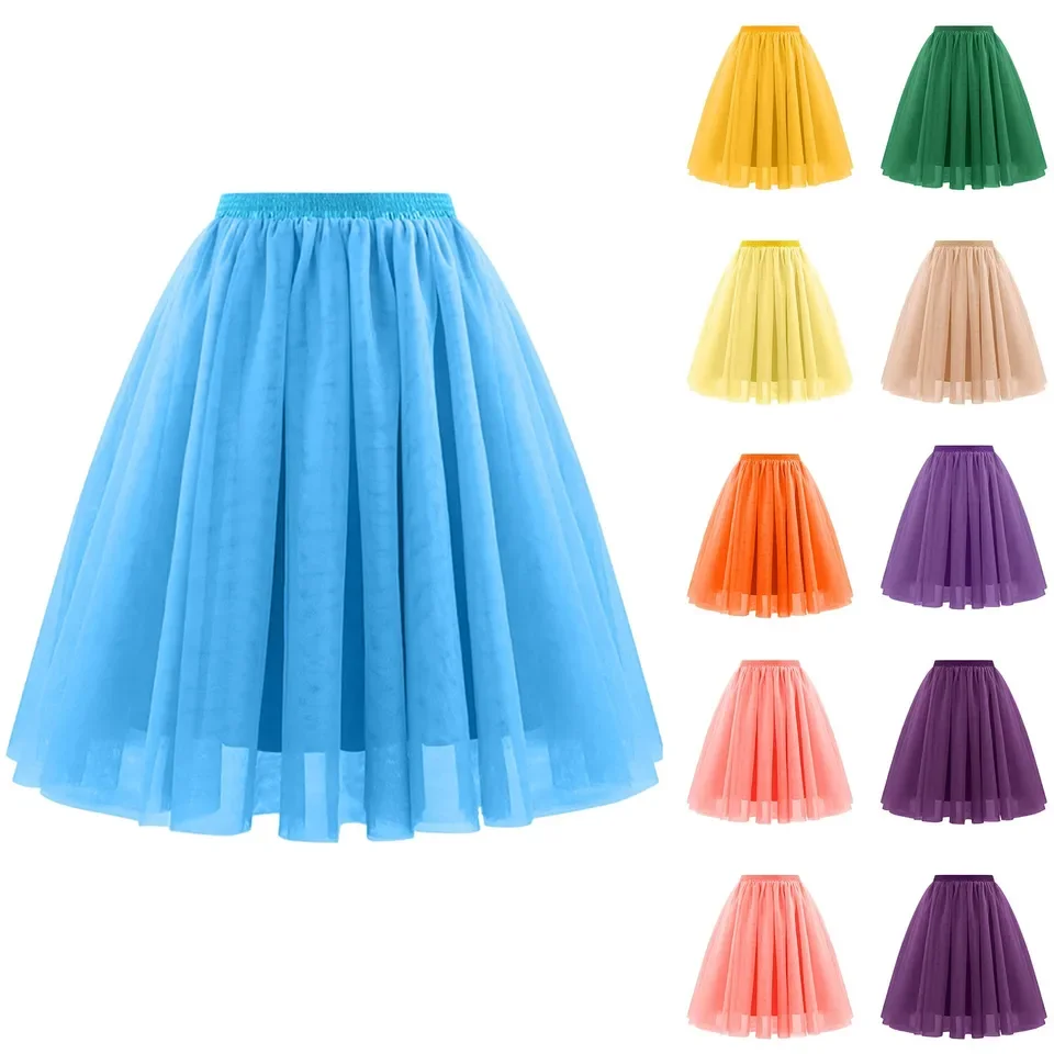 Summer Pleated A Line Mini Skirts Women Skirt Lightweight Opaque Skirt With Elastic High Waist Tutu Skirt Carnival Fancy Dress
