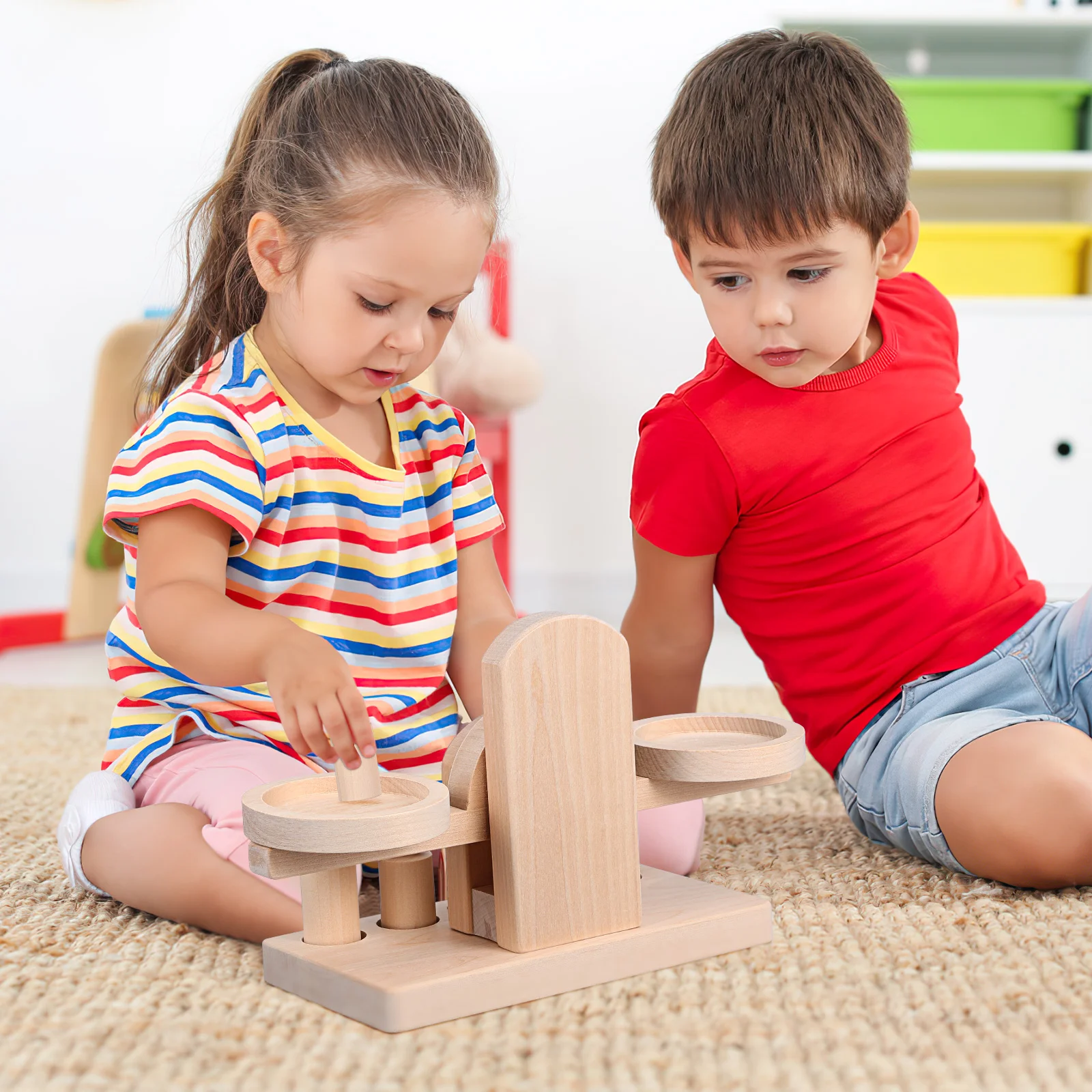 Balance en bois pour enfants, jouets mécaniques éducatifs pour l'enseignement des tout-petits
