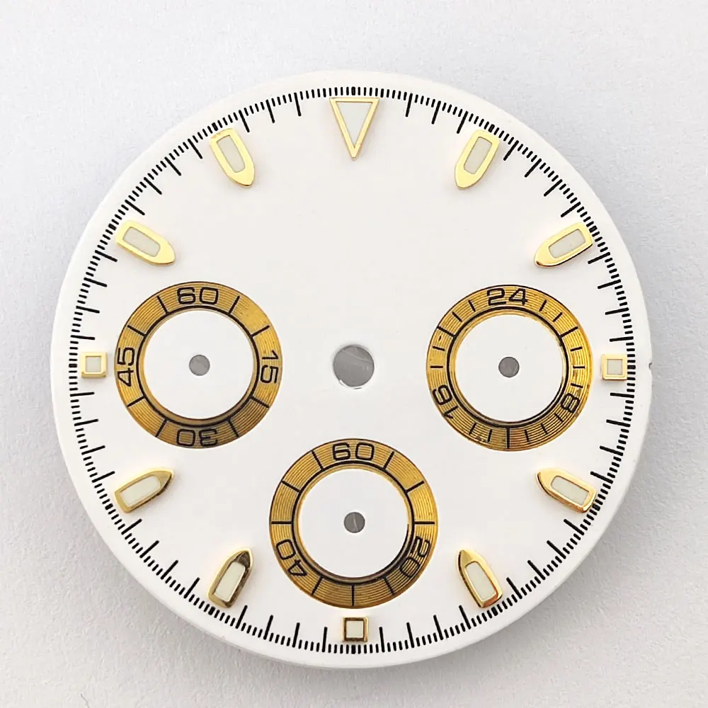 Vk63 Zifferblatt 29,5mm Zifferblatt benutzer definiertes Logo weißes Zifferblatt geeignet für vk63 Quarz werk Uhr Ersatzteile Chronograph Zifferblatt