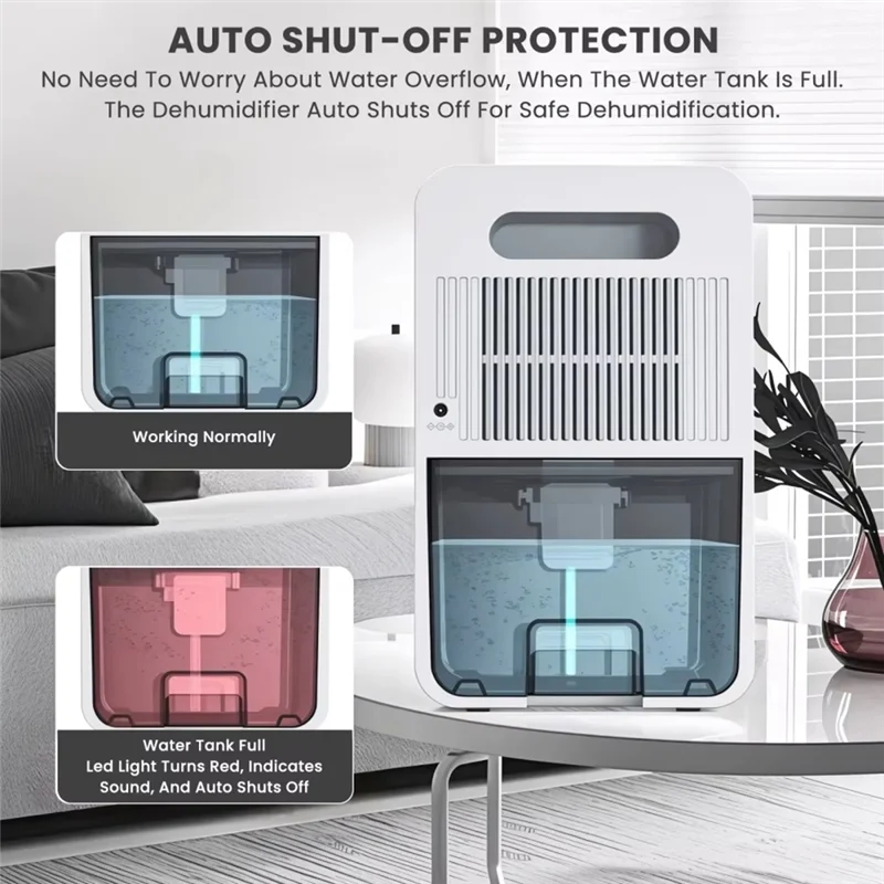 Deshumidificador de aire portátil, máquina absorbente de humedad silenciosa para el hogar, dormitorio, oficina, cocina, secador, desodorante