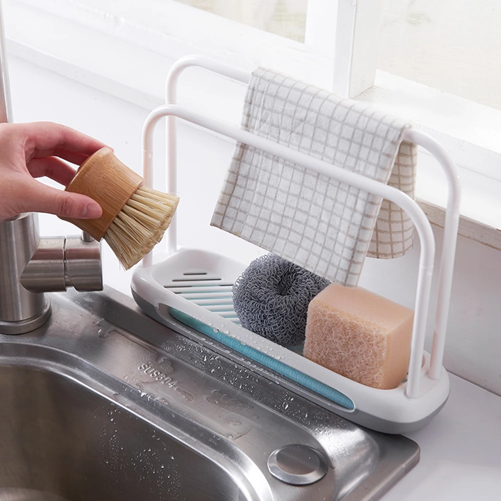 

Draining Rag Rack Double Layer Cleaning Cloth Holder White Dish Towel Drainer Plastic Kitchen Bathroom Accessories Sponge