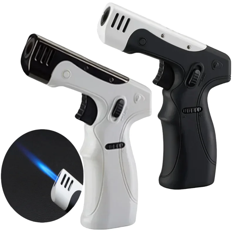 

Windproof Outdoor Spray Gun Inflatable Lighter Adjustable Flame Size Cigar Lighter with Safety Lock Kitchen Gadget for Men