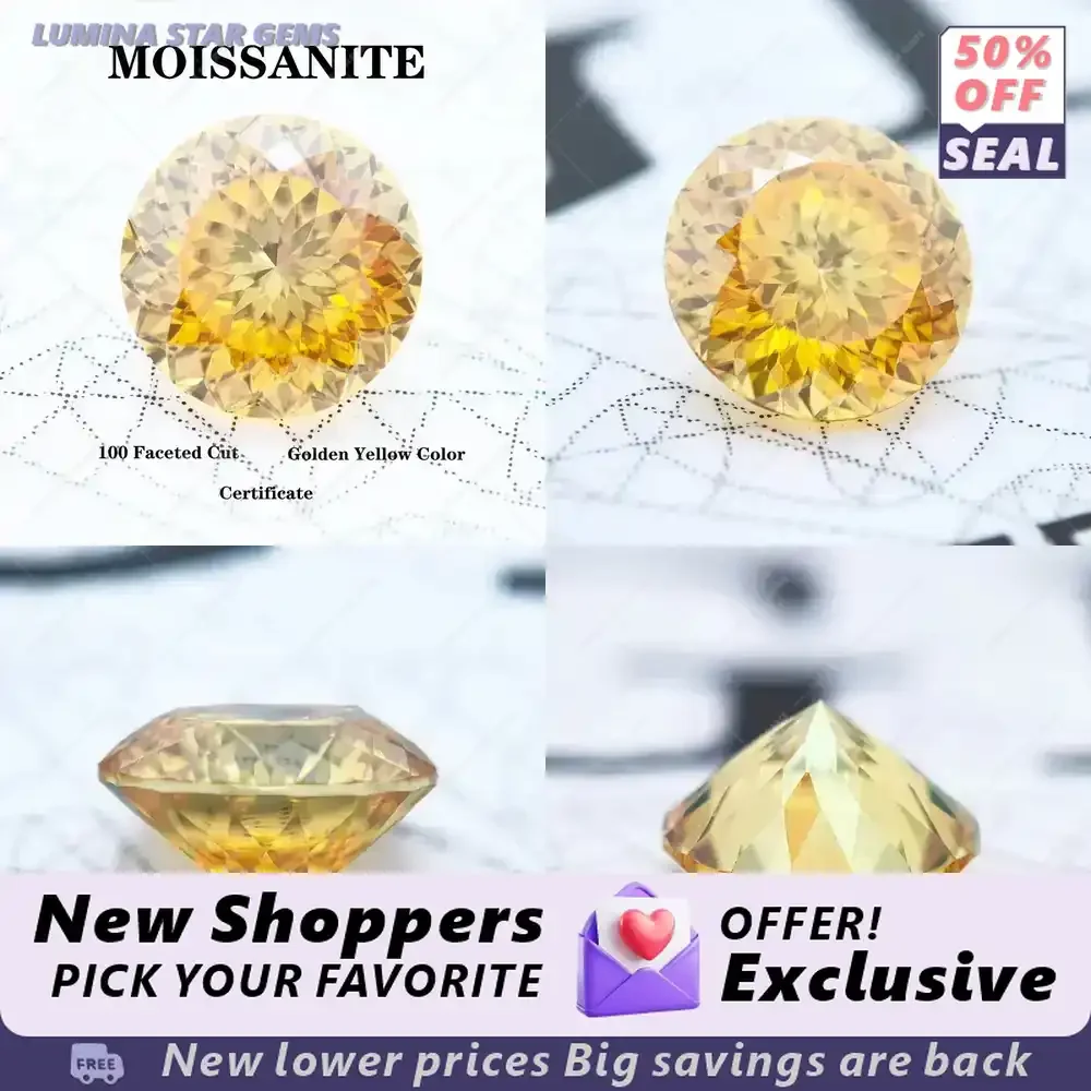 

Lab Grown Sapphire Style Moissanite Stone Golden Yellow 100 Faceted Cut for DIY Ring Necklace Earrings Charms Jewelry Making
