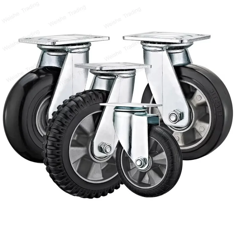 Aluminum core rubber high temperature resistant caster universal wheel 3/4/5 inch medium 5/6/8 inch heavy duty silent high