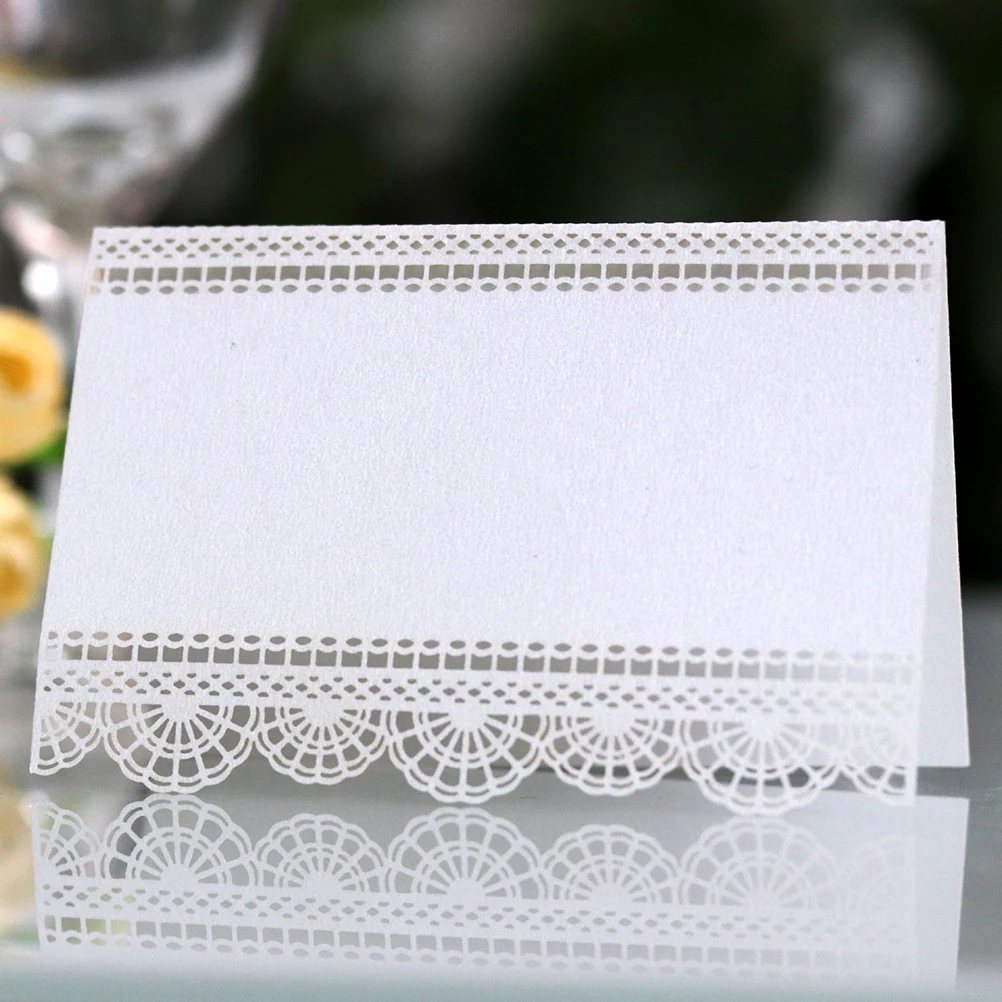 

100 Pcs Table Place Cards Hollow Lace Friendly Paper Wedding Party Banquet Name Cards Decorative Style
