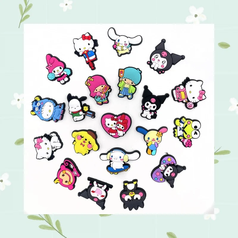 

20pcs Sanrio Cartoon PVC Shoe Charms Classic Clog Fit Bands Bracelets Single Sale Accessory Decoration Buckles