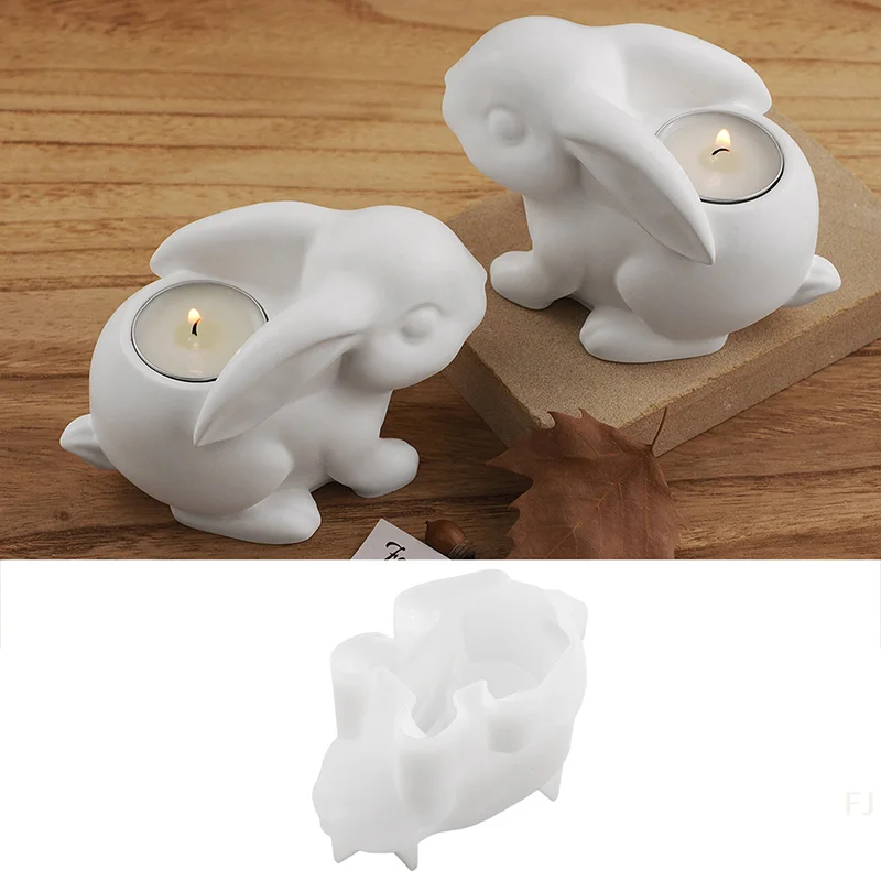 

[YU] DIY Пасхальный кролик подсвечник силиконовая форма 3D кролик чайная лампа держатель гипсовая форма смола глина подсвечник формы домашний декор