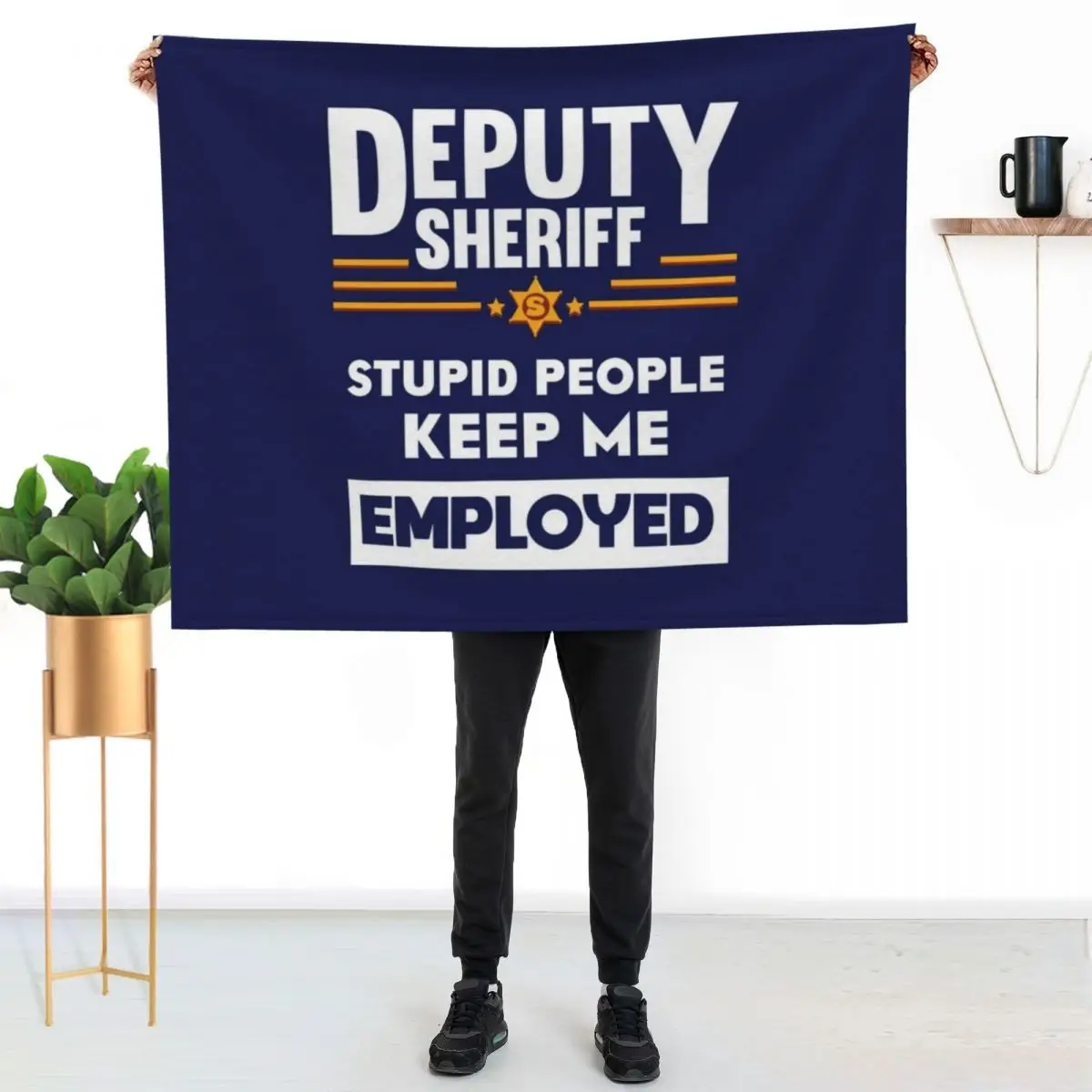 Deputy Sheriff Stupid People Keep Me Employed Throw Blanket Plaid Quilt Beautifuls for winter funny gift Blankets
