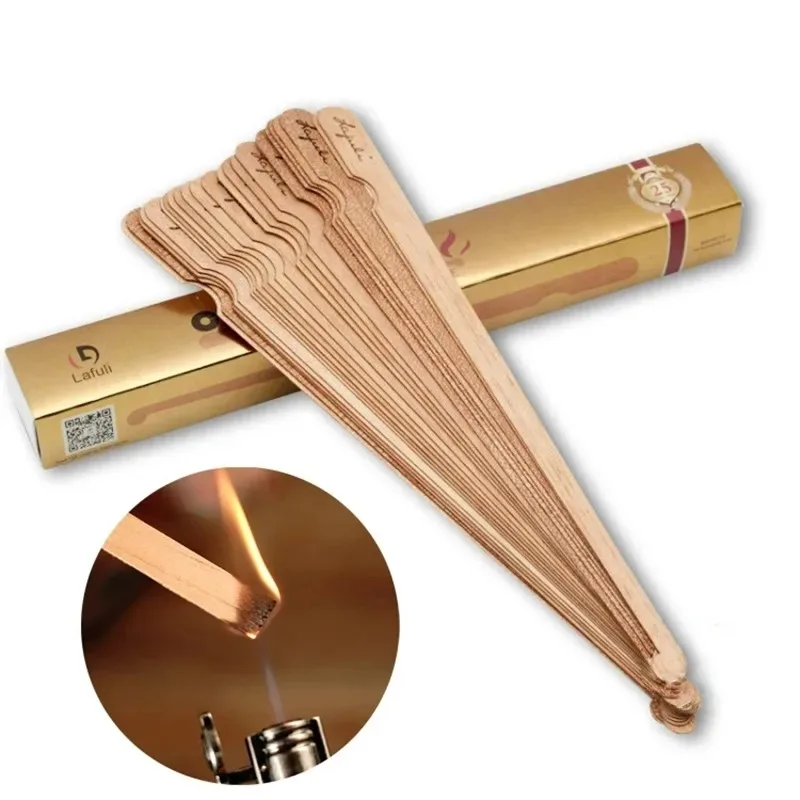 25 Pcs/box Cedar Wood Chips for Lighting Cigars, High-quality Cigar Matches, and Elegant Incense Sticks for Lighting Cigars