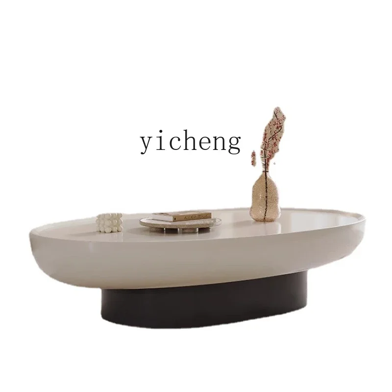 

Vintage Oval Coffee Table Home Black and White Paint Living Room Sofa and Tea Table