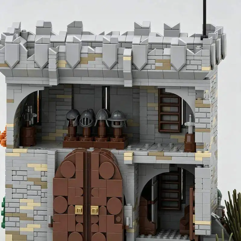 9417PCS Medieval Gatehouse Castle Bricks Modular Architecture Stone Tower Autumn Market Assembly Display Collectible Gift