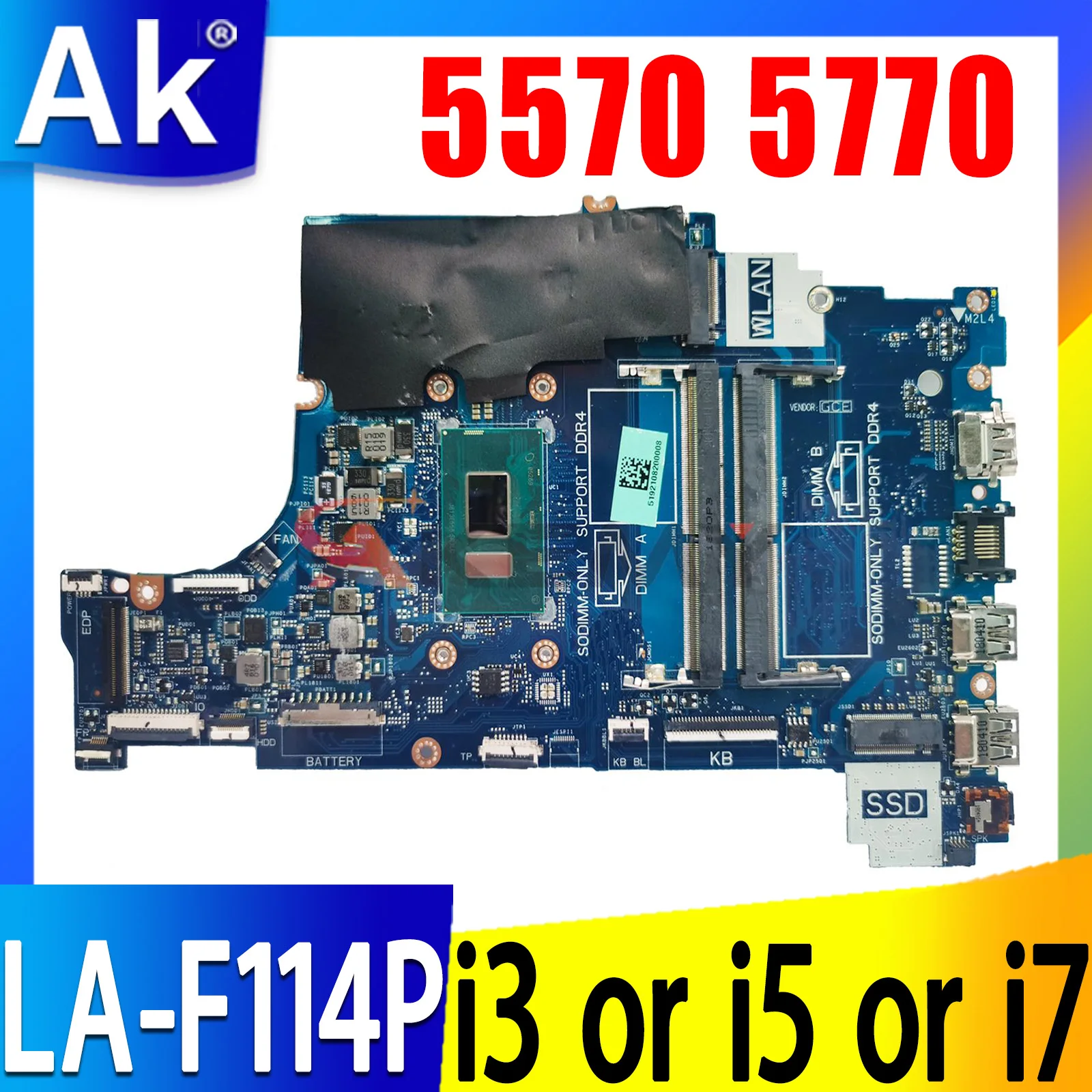 

LA-F114P Mainboard For Dell Inspiron 5570 5770 Laptop Motherboard i3-8130U i5-8250U i7-8550U CPU CN-001YV2 0F7MGJ 0V5DDM 079Y7F