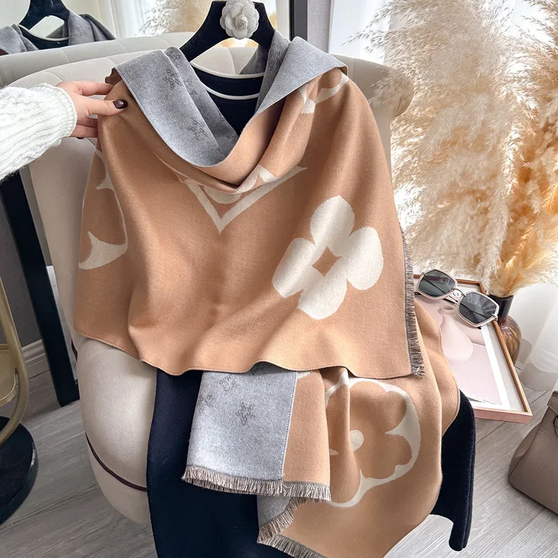 

2026 женский модный шарф, роскошные осенне-зимние теплые шали, шарфы с принтом, искусственная пашмина, Mujer Femme, платок, хиджабы Bufanda