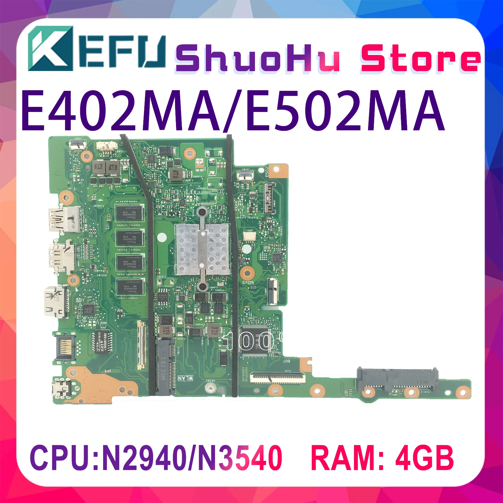 

KEFU E402MA Notebook Mainboard For Asus E402MA E502MA Laptop Motherboard w/N2830 N2840 N2940 N3540 4GB Memory 100% Test OK