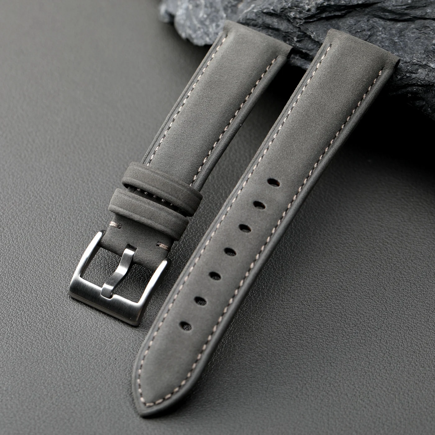 Suede Strap Watch - 수제 회색 정품 가죽 스트랩 20MM,