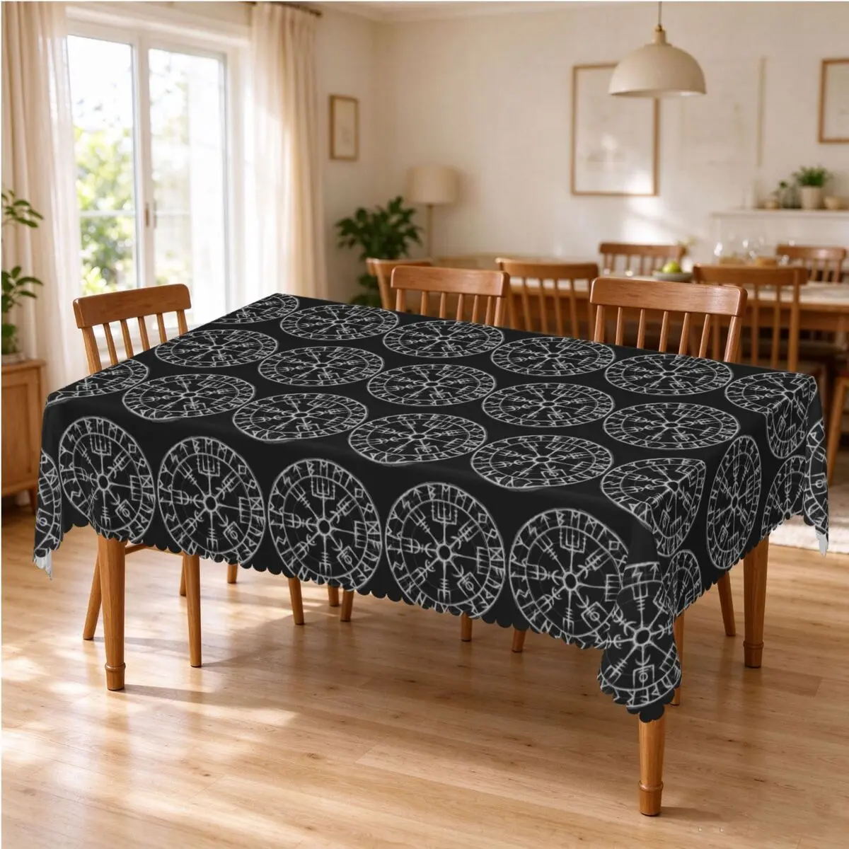 Viking Mythology Vegvisir Shield Valhalla Tablecloth Restaurant Kitchen Rectangular Tablecloth Festival Decorations Table Cover
