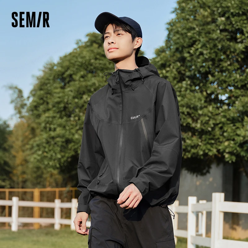 Semir Men Jacket Waterproof Windproof Stain Resistant Hooded Outdoor Clip Jacket Raglan Sleeve Travel Outerwear 2026