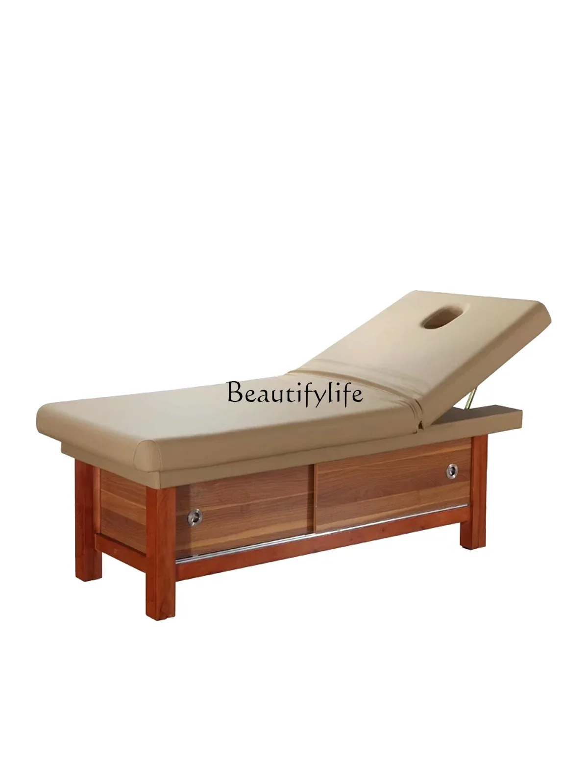 Solid Wood Beauty Traditional Chinese Medicine Tuina Therapy Massage Beauty Salon Special Bed with Chest Hole Body Care