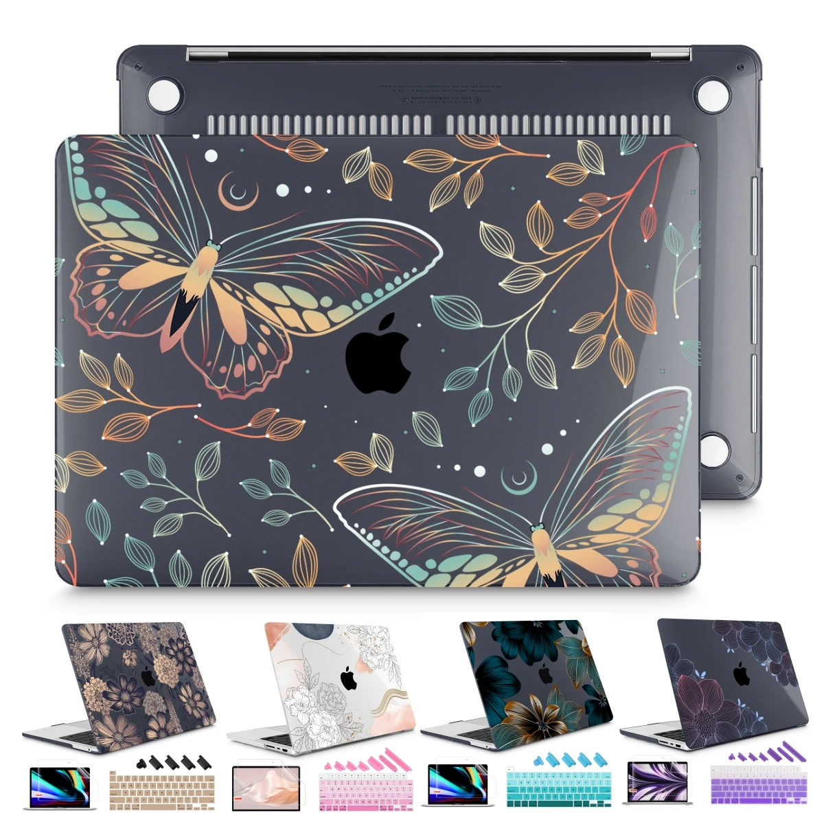 Laptop Case A2681 Floral Print Hard Shell Cover for MacBook 2023 Air 15 Pro 13 14 A2779 A2780 M2 A2337 A2338 M2 M1 keyboard Skin