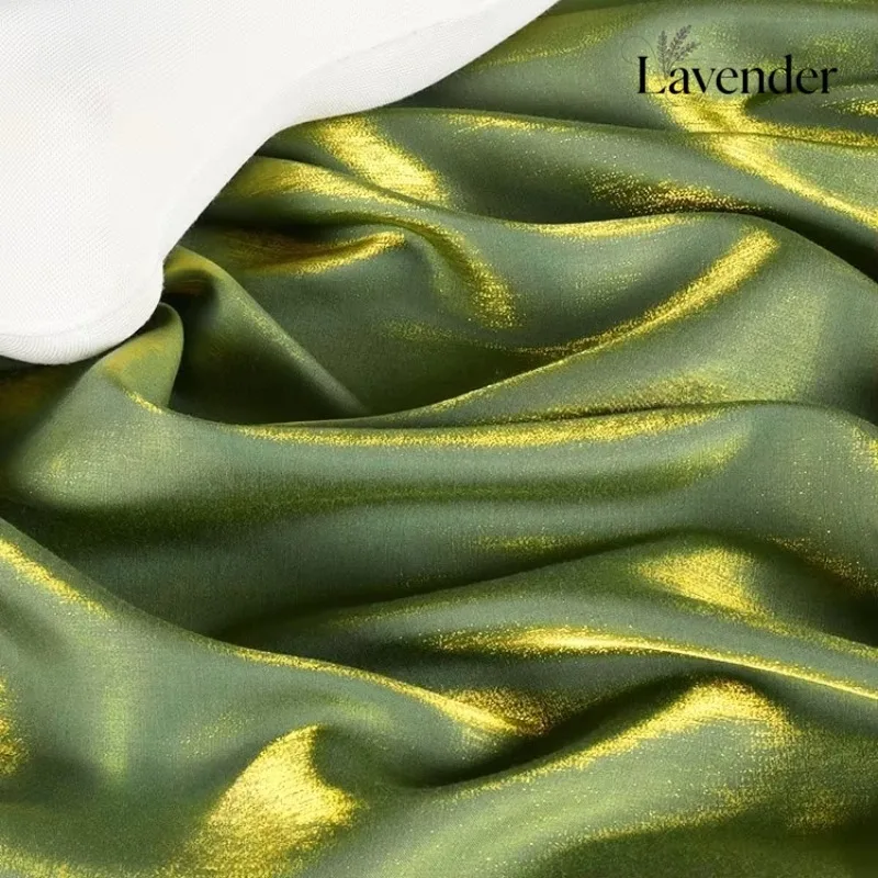 Green Iridescent Crystal Satin Fabric Glossy Silk Cotton Blend Perfect  fabrics for sewing