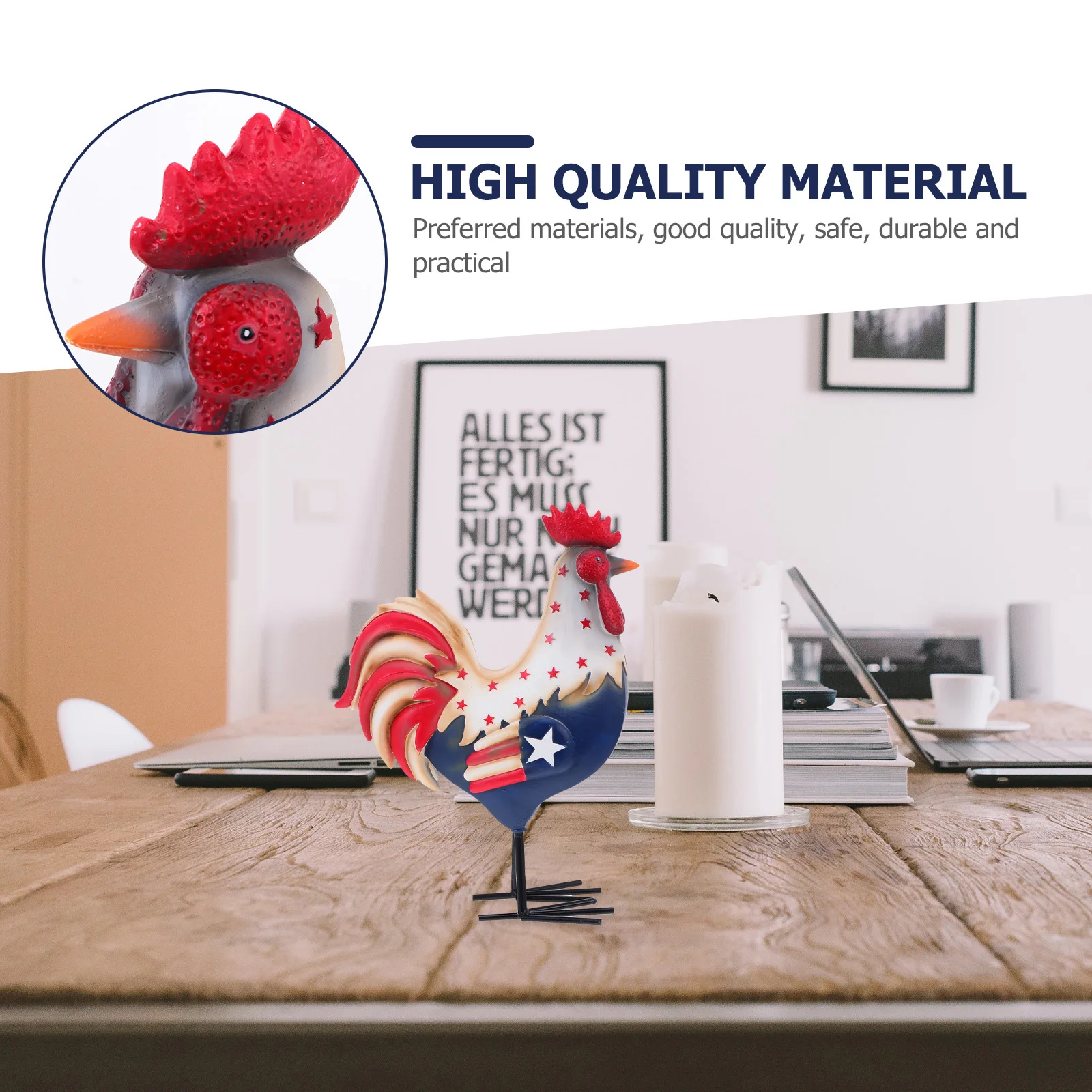 

1Pcs Rooster Ornament Creative Resin Statue Garden Decor Yard Decoration Lifelike Adornment for Outdoor Indoor Use