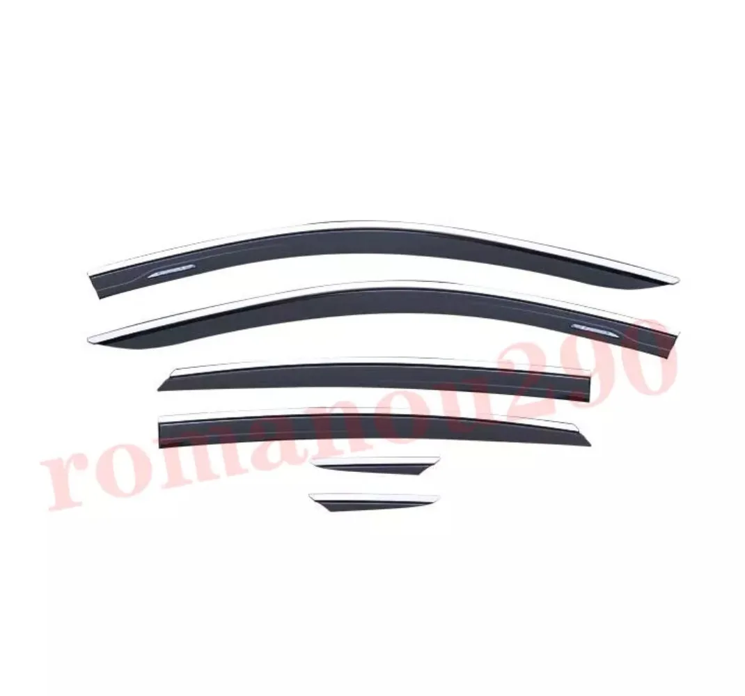 6X For Toyota Venza 2021-22 Black+Chrome Window Visor Vent Shades Sun Rain Guard