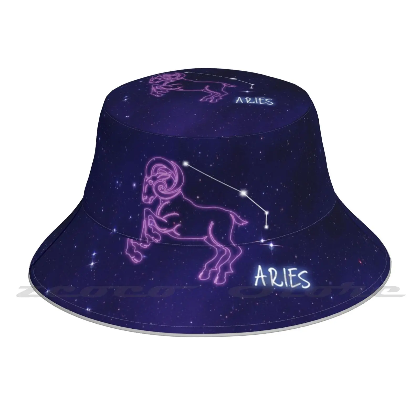 Zodiac Aries Star Galaxy Nebula Rainbow Aries Face Mask Purple Face Mask Bucket Hat Outdoor Sports Breathable Present Fashion