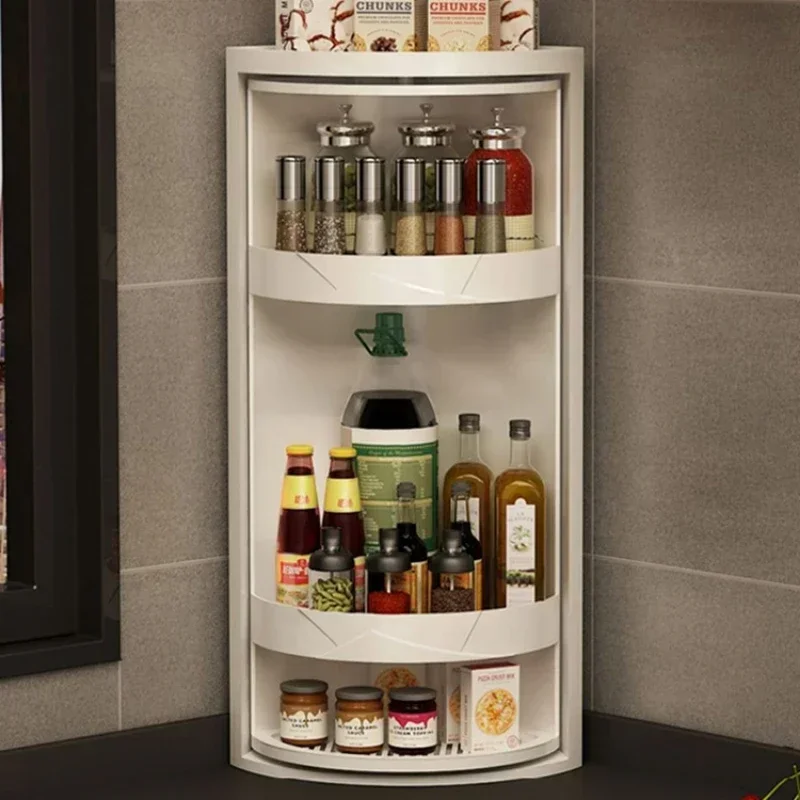 

%a Kitchen Spice Rack: Table-Top Rotating Receptacle with Waterproof Corner Cabinet