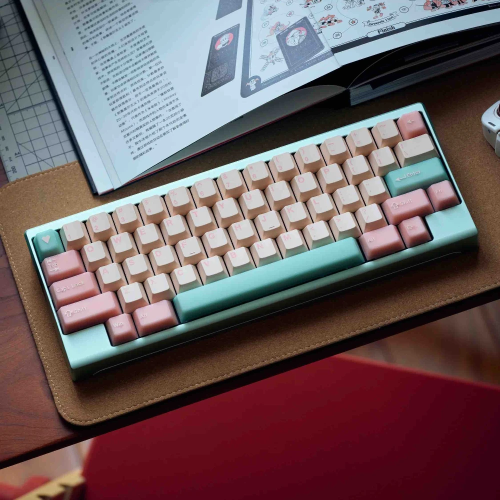 

PinkGull Theme Keycap Set 163key PBT+PC Custom Pink Personalized Keyboard Cap Cherry Profile Cute KeyCap for Mechanical Keyboard