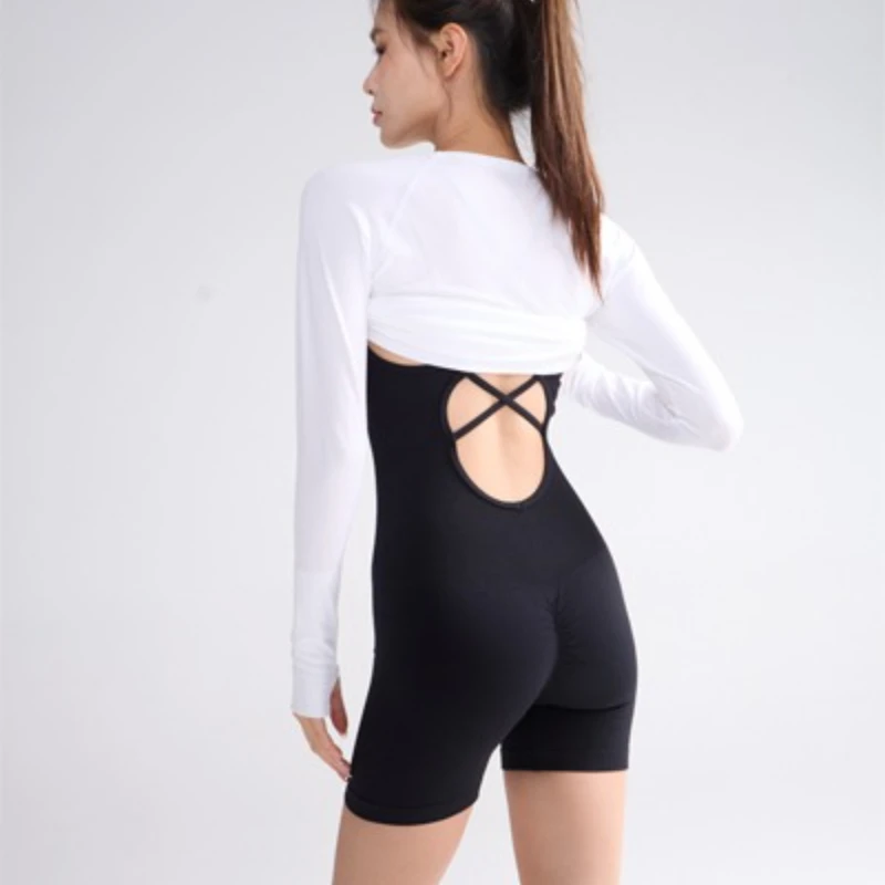 

Yoga Tights Women Jumpsuit with CrossClothing Seamless Sports Exposed Back Summer Quick Drying Sexy Suspender Fitness Outfit
