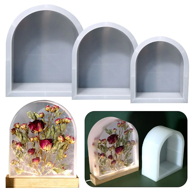 DIY Large Arch Ornaments Silicone Mold Large Big Cube Desk Lamp Mirror Silicone Mould For Resin Casting Making