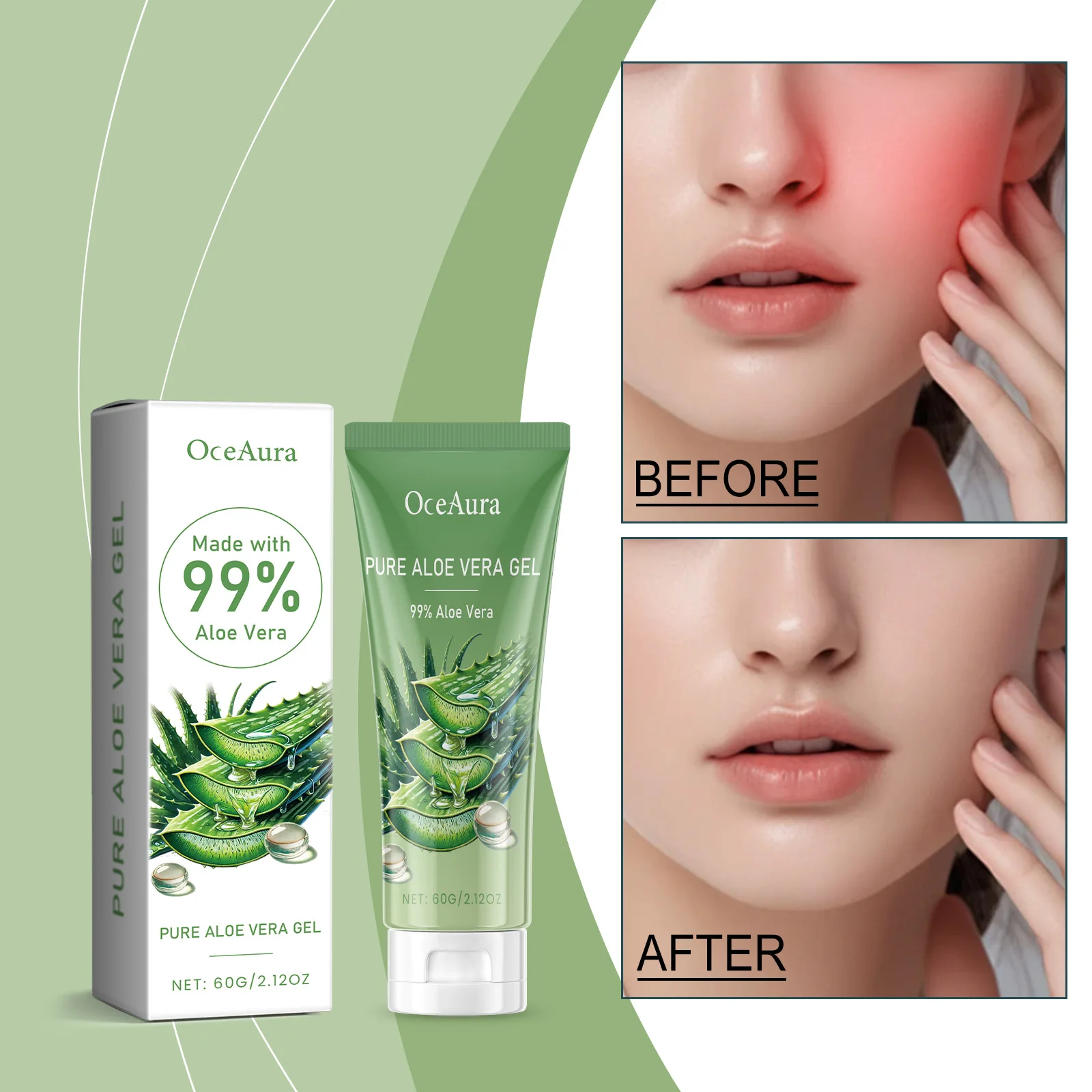 

OceAura Aloe Skin Care Gel Facial Moisturizing Acne Muscle Moisturizing After Sun Moisturizing Aloe Gel Cream