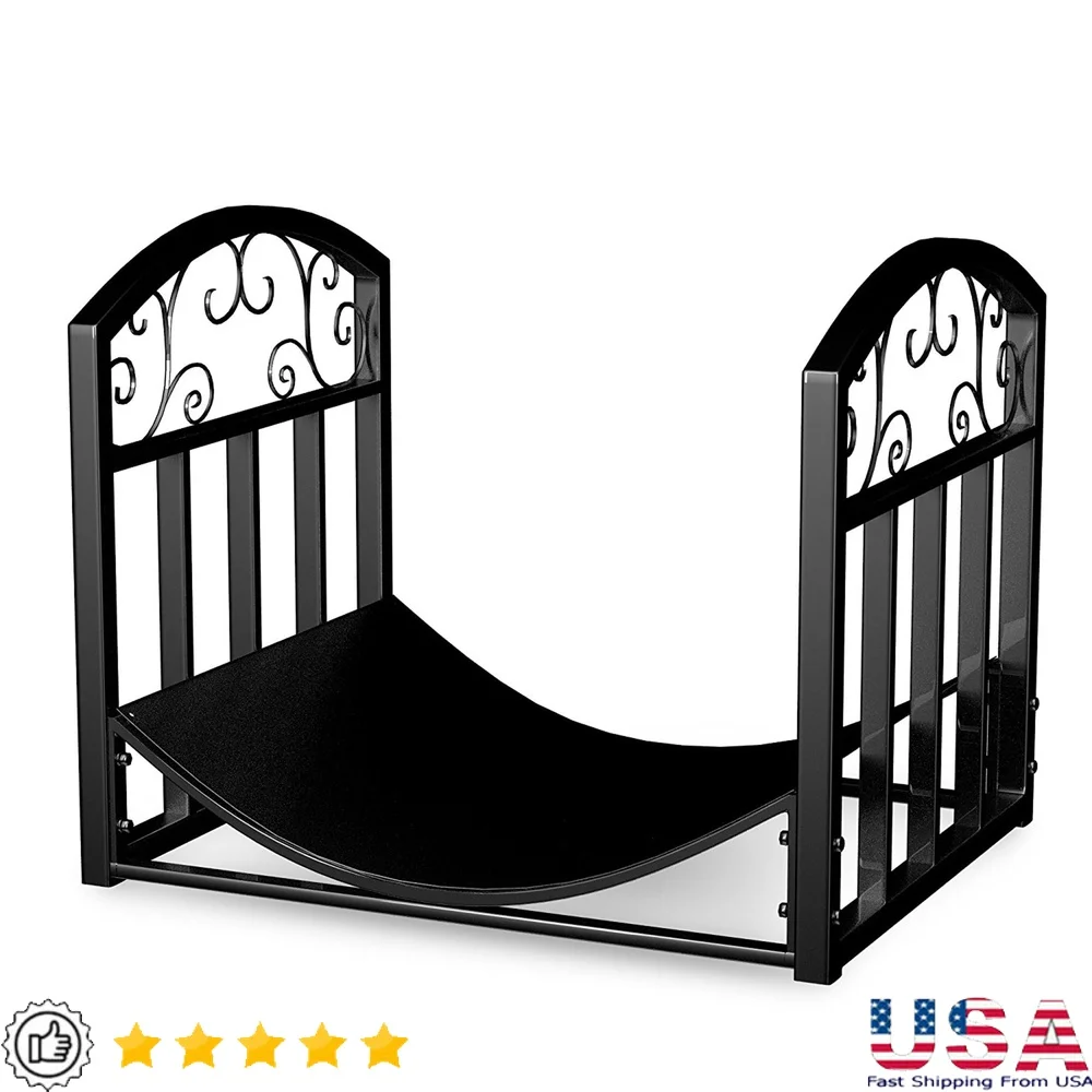 

Indoor Outdoor 14inch Metal Firewood Rack Holder Stylish Durable Log Storage Easy Assembly Fireplace Fire Pit Wood Stove