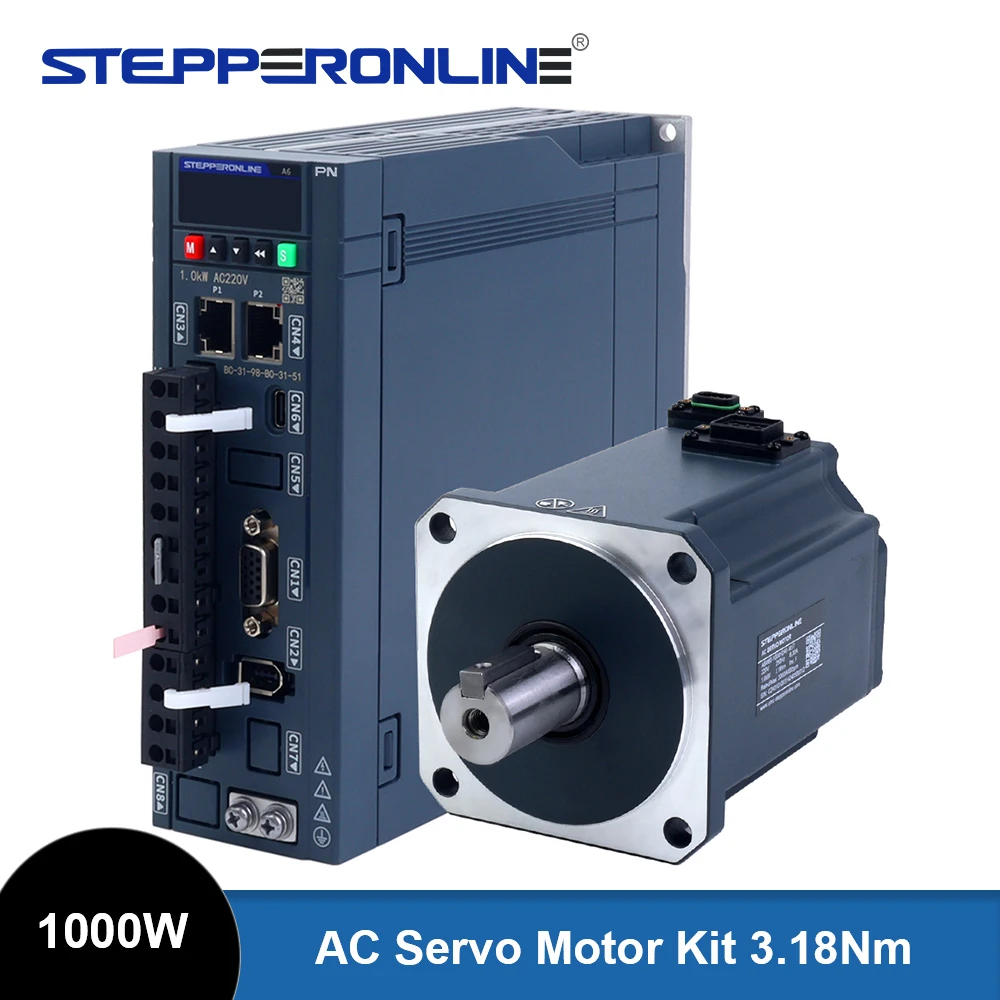 STEPPERONLINE 1000W 1KW PROFINET AC Servo Motor Driver Kit 220V 3000RPM 3.18Nm with 17-Bit Absolute Encoder IP67 for CNC