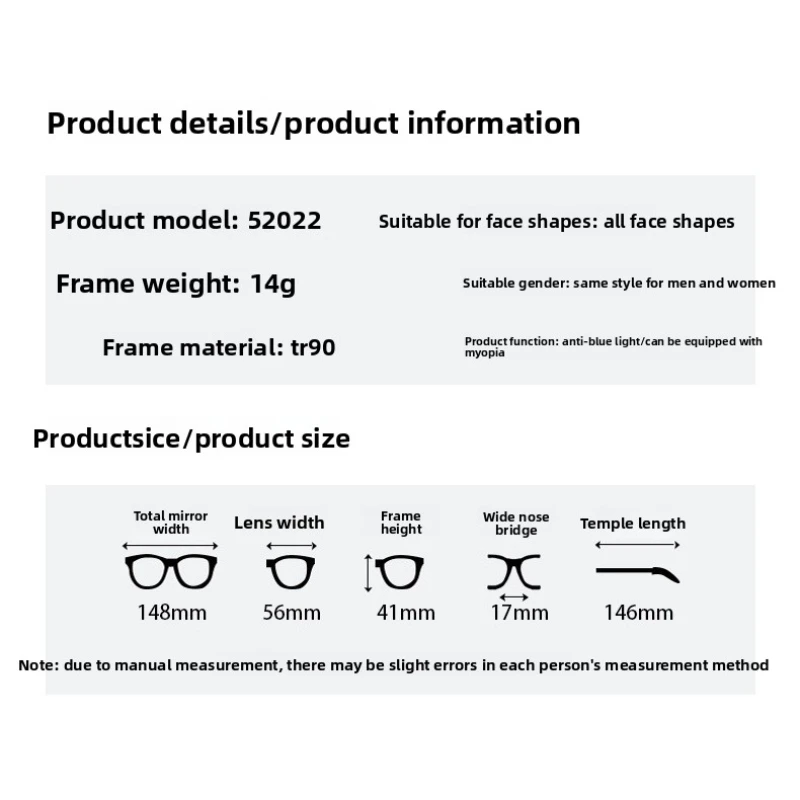 CLLOIO シンプルクラシックオーバルデザイン近視処方メガネ女性オーバーサイズフレーム抗ブルーレイ累進老眼鏡