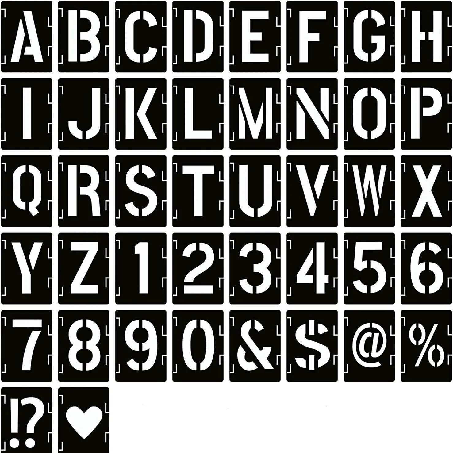 42-Piece Plastic Letter & Number Stencil Set, Reusable Alphabet Painting Templates for Wood, Wall, Fabric DIY Crafts
