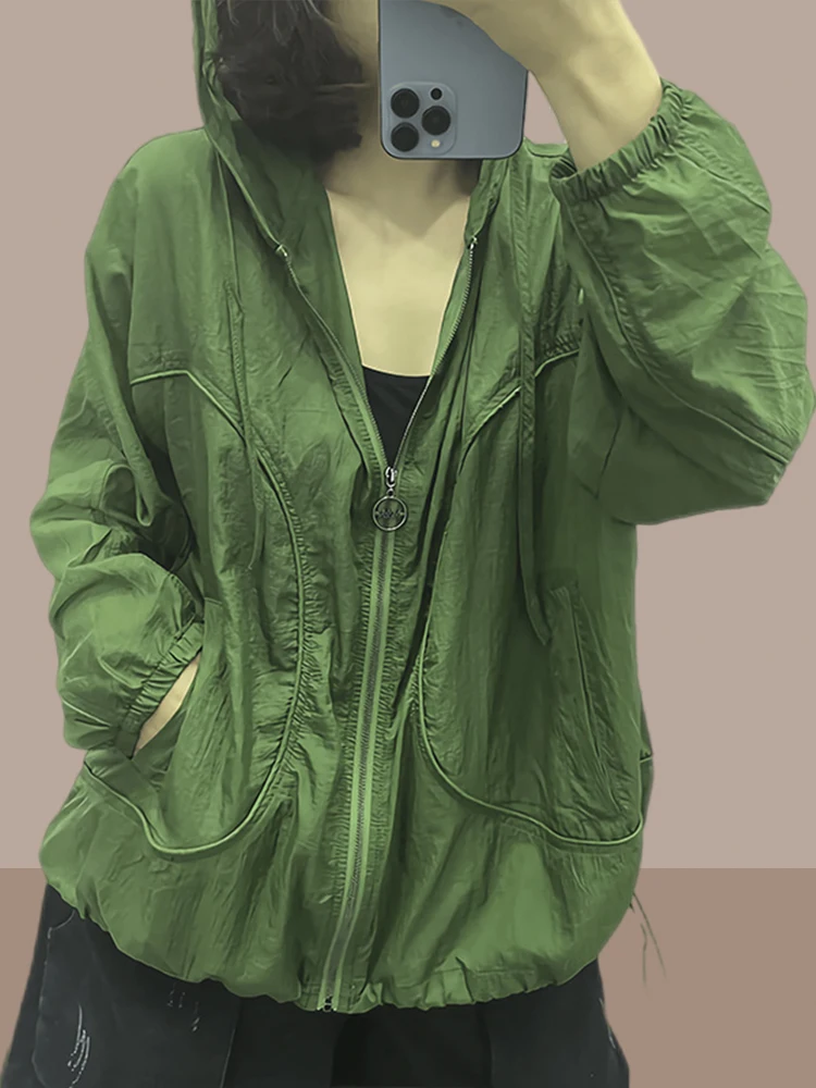 

Женская модная уличная одежда с длинными рукавами для защиты от солнца, дышащая свободная куртка больших размеров, летняя новинка, повседневный топ