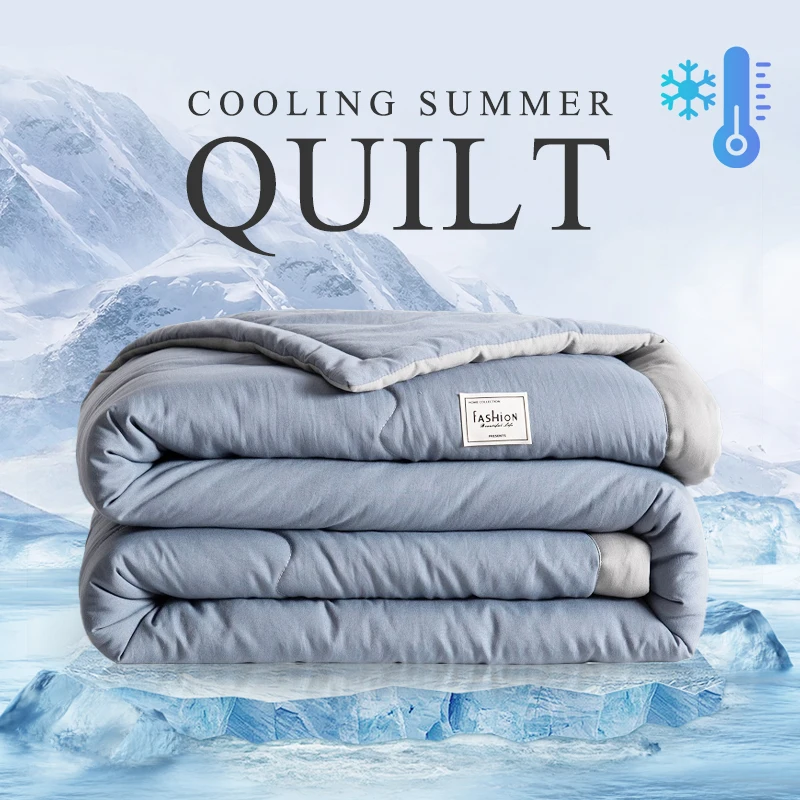 

2025 new Japanese polyester cotton quilted summer quilt skin-friendly washable light luxury style solid color lightweight