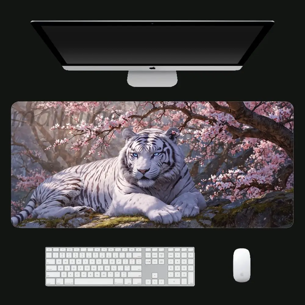 1 Pz Tiger Design Mouse Pad Grande Computer Ufficio Gioco Tavolo Zerbino XXL Gomma antiscivolo Bordo cucito Tappetini per tastiera Tappetini da scrivania lunghi