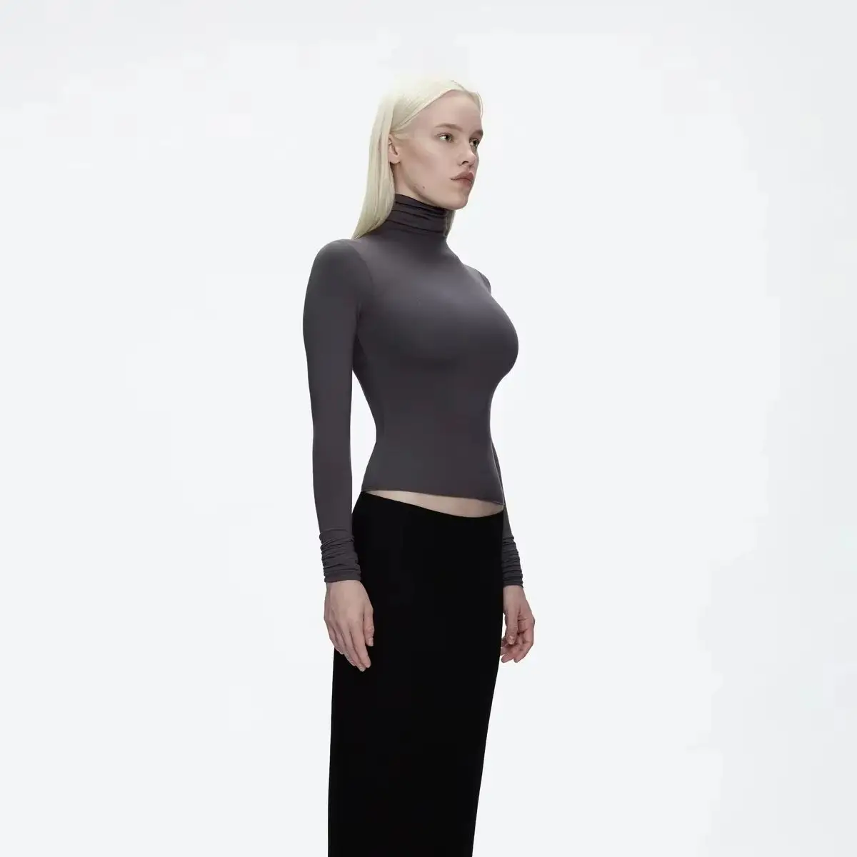 Tank Women's Autumn and Winter Stretch Turtleneck Long Sleeve Bottoming Shirt Slim Fit Easiest for Match Double Layer Warmth - Image 4