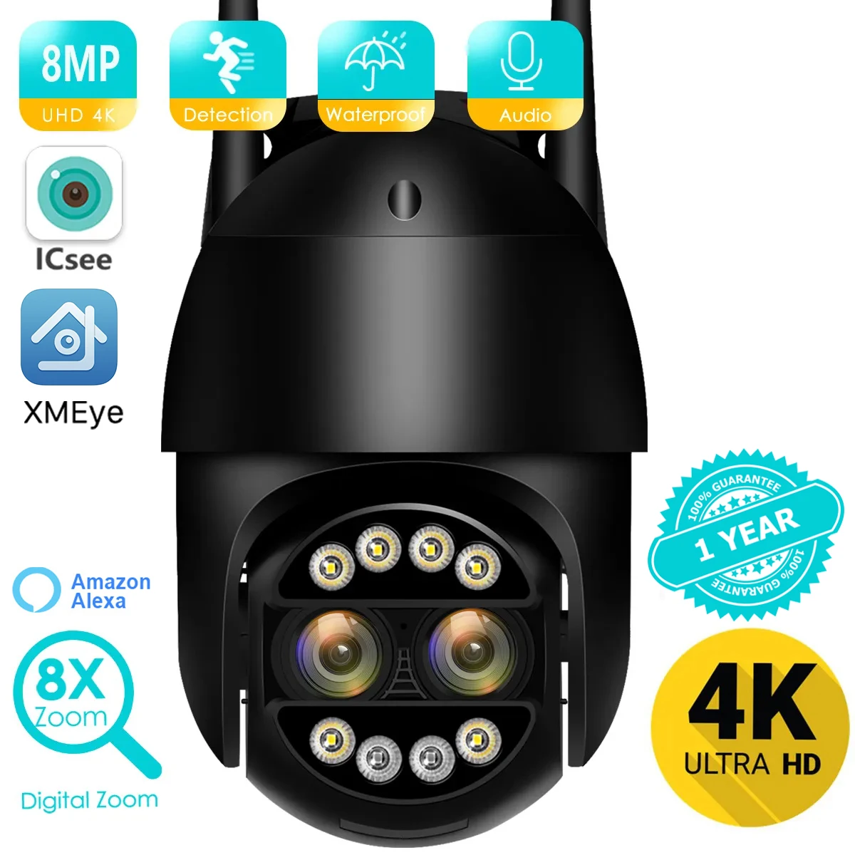 

BESDER 8MP 4K PTZ IP Camera 8x Zoom Dual-Lens Human Detect CCTV Camera 4MP Smart Home Outdoor Wifi Surveillance Camera ICSEE APP
