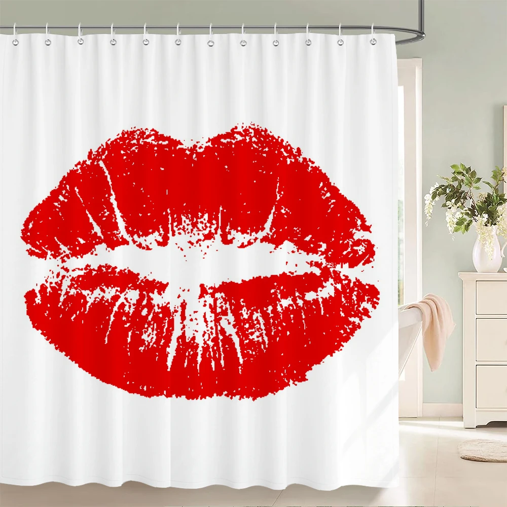 

High Quality Love Romantic Red Rose Flower Fabric Shower Curtain Waterproof Bath Curtains 240X180 for Bathroom Decor with Hooks