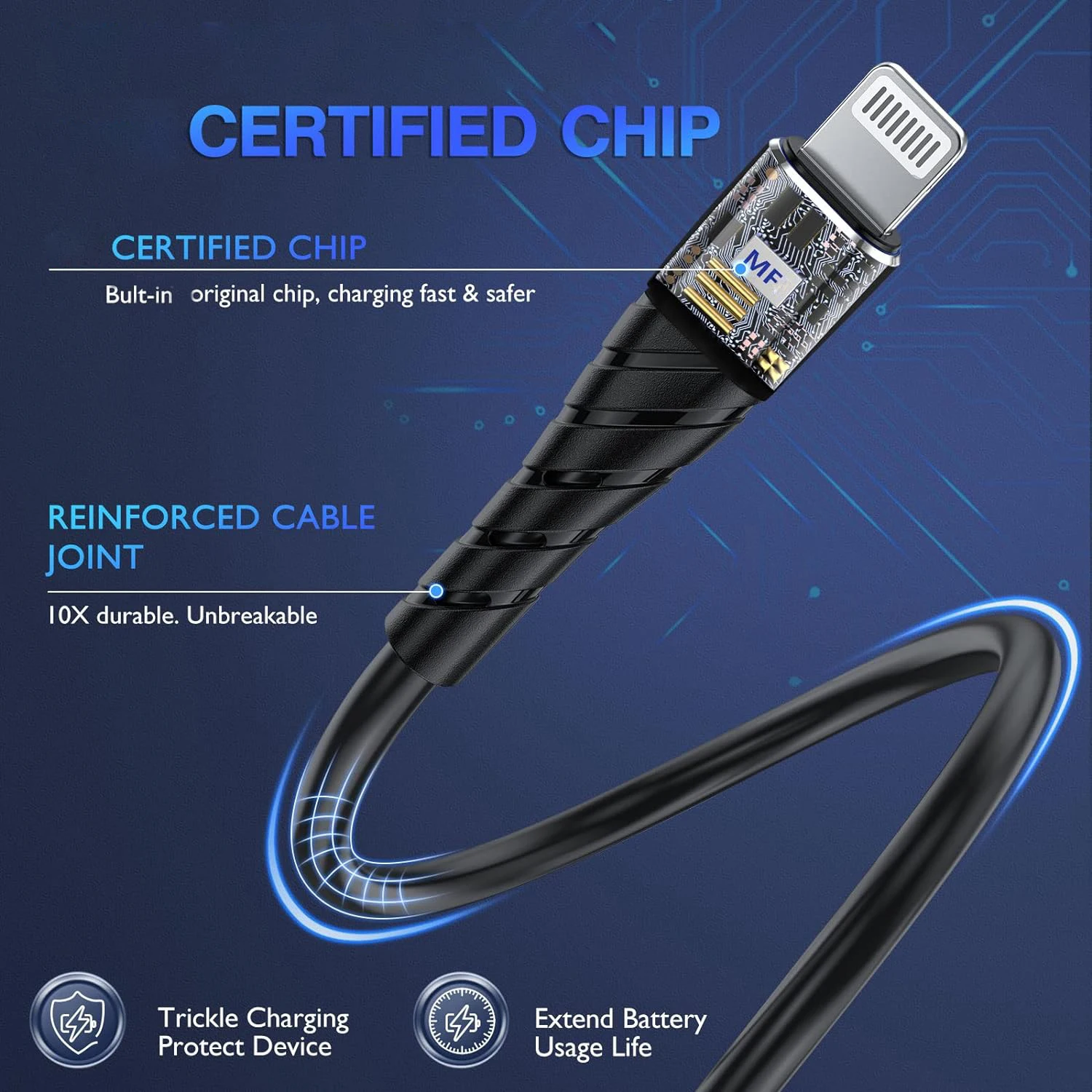 3A شحن سريع كابل يو اس بي آيفون 11 12 13 14 برو X XS ماكس 6 7 8 زائد SE باد الحبل شاحن الهاتف المحمول سلك البيانات 2 متر 6FT