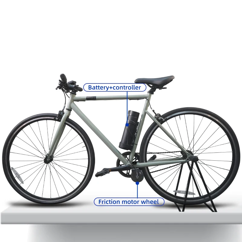 Kit de conversión de bicicleta eléctrica con accionamiento de fricción de 36V y 250W para bicicletas de montaña y de carretera de 20-29 pulgadas con acelerador de pulgar