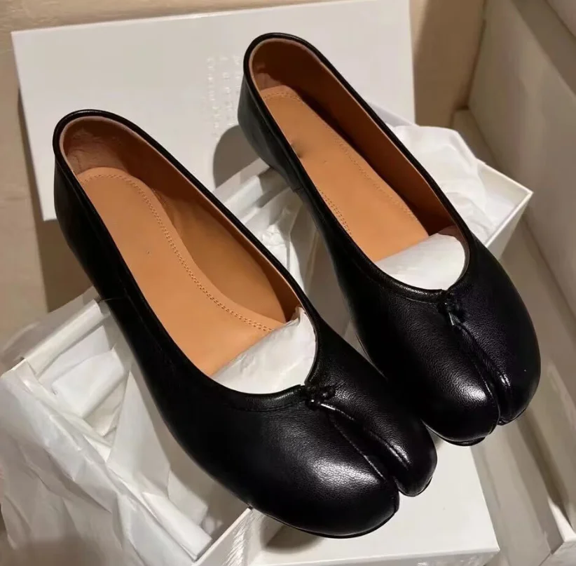 

​​2026 New Women's Leather Split-Toe Loafers Comfortable Low-Cut Flats with Bow Decor Slip-Resistant Sole Versatile Wear​