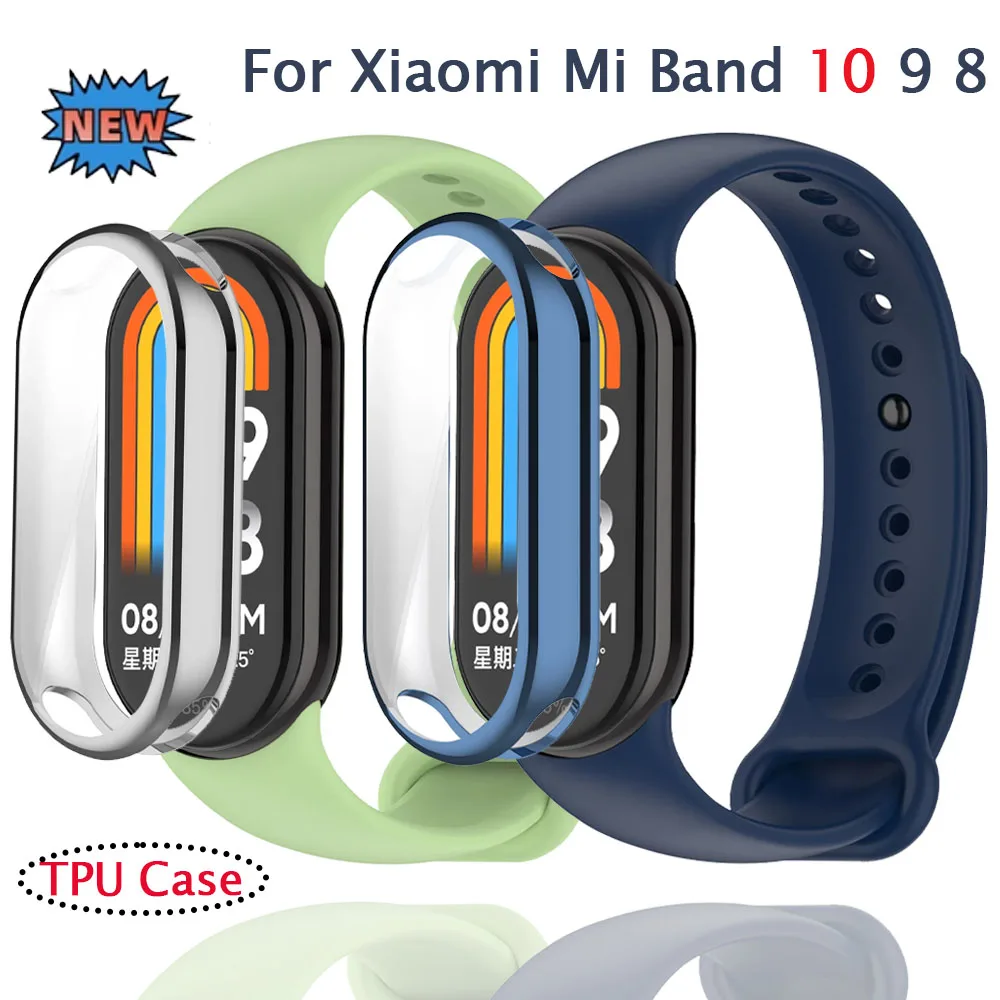 Capa tpu de silicone macio para xiaomi mi band 10 9 8 esportes anti-queda tela protetora escudo quadro pára-choques para xiaomi mi band 10 9 8