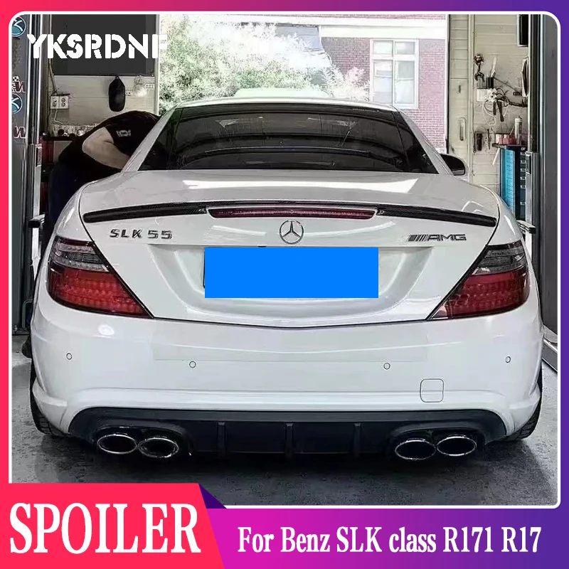 R171 R172 carbon fiber and gloss black rear spoiler for Mercedes Benz SLK class R171 2004 - 2010 SLK200 SLK280 SLK300 SLK350