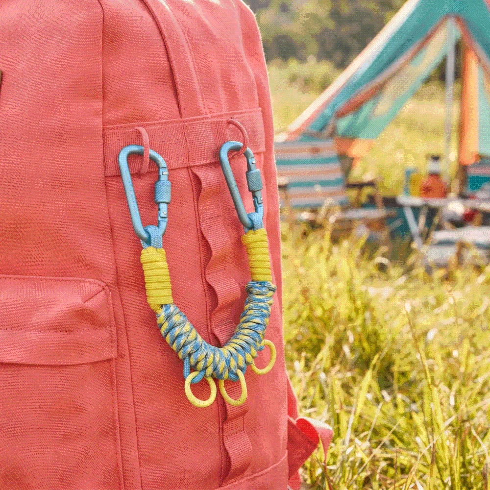 Hand Woven Paracord Bag Charm Rope Vibrant Dopamine Multifunctional Braided Key Chain Detachable Metal Clip