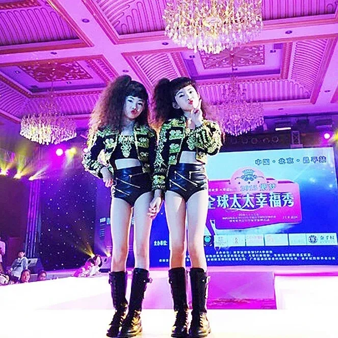 Girls Modern Dance, Hip-hop Drums Performance Clothing Children Clothing Catwalk Children's Jazz Dance Costumes